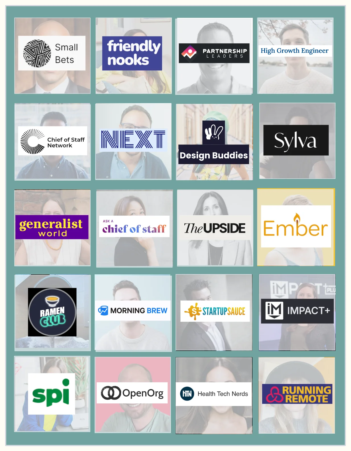 Grid of community business logos